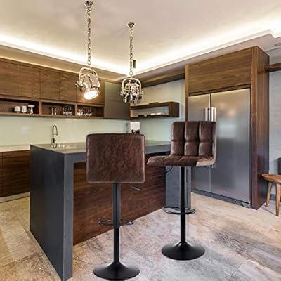 Superjare Set Of 2 Adjustable Bar Stools Swivel Barstool Chairs