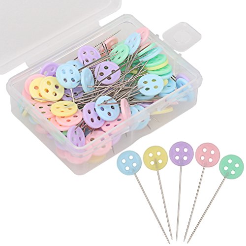 image for Pengxiaomei 200 Pieces Flat Button Head Pins, Assorted Colors Decorati