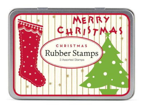 Cavallini 3 Assorted Rubber Stamps Sets, Vintage Christmas