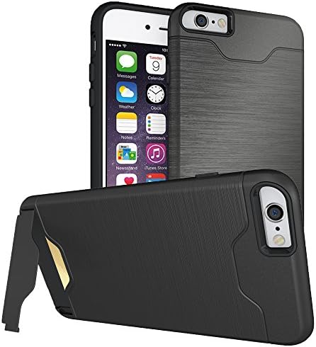 iPhone 6 /6s Plus case (5.5") Hidden Back Wallet Case,with Kickstand Slim Ultra Shockproof Hybrid High Impact Hard Plastic+Soft Silicone Rubber,Stand Protective Cover