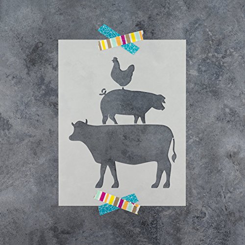 Cow Pig Chicken Stencil Template - Reusable Stencil with Multiple Sizes Available