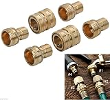 goldblue 6 Piece PC Brass Garden Hose Quick Coupler Set Quick Connect Disconnect Coupler
