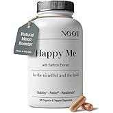NOOT Happy Me – Natural Mood Support Supplement for Women and Men, Saffron Supplement, Rhodiola & Maca Adaptogens for Calm, Focus & Emotional Balance, Happy Pills, Vegan, Plant-Based, 60 Capsules