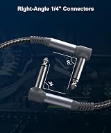 RUXELY 15cm Patch Cables 3-Pack 1/4 Inch Nylon Braided Right-Angle TS Copper view 6