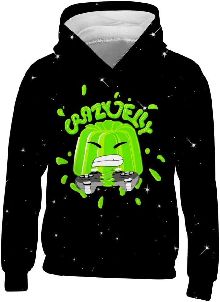 EERFIY Kid's Crazy Jelly Merch 3D Print Drawstring Pockets Pullover Hoodie Long Sleeve Sweatshirt