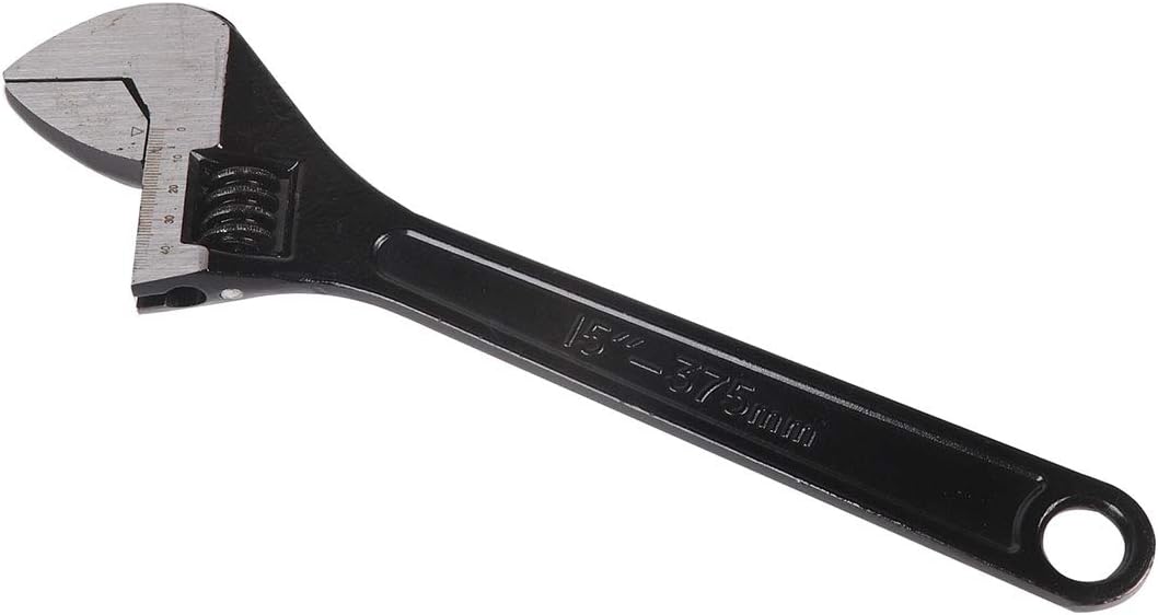 Queiting 15 inch Adjustable Wrench Wide Mouth Spanner Tool Soft Grip 375mm CT0306 Black