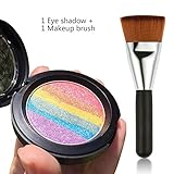 Travelmall Rainbow Cake eyeshadow blush makeup rainbow highlighter & one matching makeup brush (rainbow)