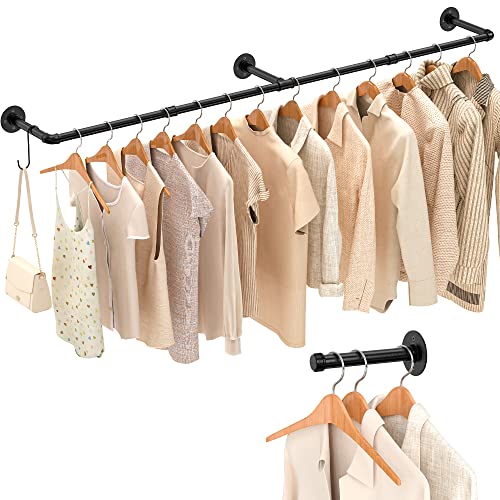 Closet Rods for Hanging Clothes, Ecoyomi 72 Inch Clothing Racks Wall