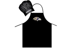 PRO SPECIALTIES GROUP NFL Baltimore Ravens Apron and Chef Hat SetApron and Chef Hat Set, Team Colors, One Size