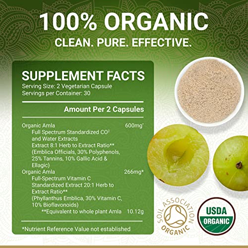 Organic Amla Capsules Vitamin C USDA Organic Certified Whole Food