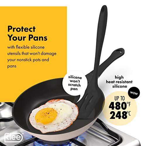 Klee 10-Piece Non-Stick Silicone Kitchen Utensil Set, Black - Thumbnail 5