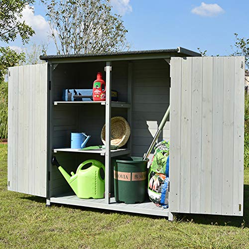 ZHOUAICHENG Outdoor Holz Gartenschrank Lagerung Schuppen Schrank Werkzeugschrank für wasserdichte Sonnencreme Innenhof… – Bild 3