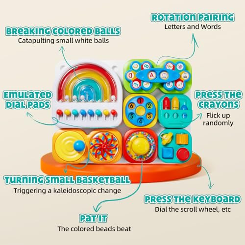auby Busy Board 3.0 Detachable & Assemblable Educational Sensory Toy for Toddlers 1-6 – Portable Learning Activity Board with 7 Travel-Friendly Tools, Fine Motor Skills Development