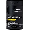 Sports Research Low Dosage Vitamin K2 as MK-7 45mcg with Coconut MCT Oil - Vegan Certified, Non-GMO Verified & Gluten-Free - 90 Softgels