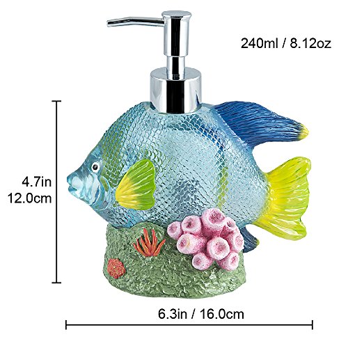 Allure Home Creations Under The Sea 4-Piece Bathroom Accessory Set- 1 Lotion Pump, 1 Toothbrush Holder, 1 Soap Dish and 1 Wastebasket