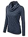 Doublju Womens Cowl Neck Heather Knit Sweater Top (Made In USA)