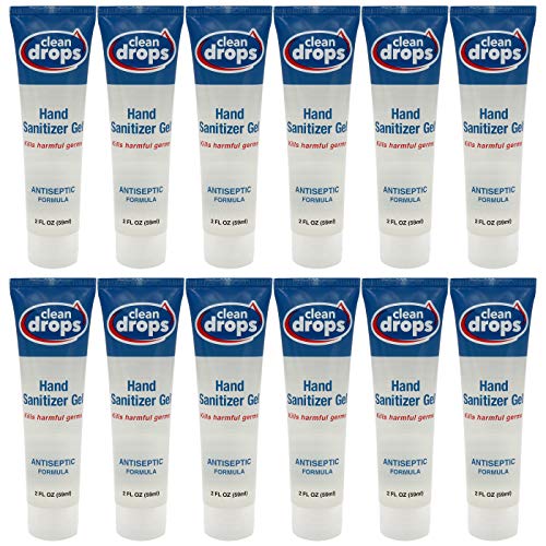 Clean Drops Mini Hand Sanitizer Gel Bulk — Small Travel Size 2 Oz Tubes