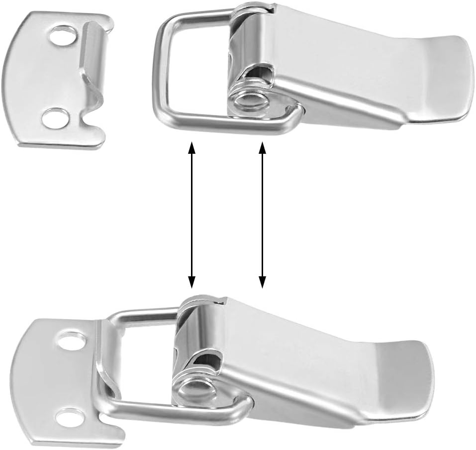 sourcing map Spring Loaded Toggle Latches, 49mm Length Stainless Steel 201 Hasps Clamps for Case Box Trunk Catches Pack of 2 - Image 4