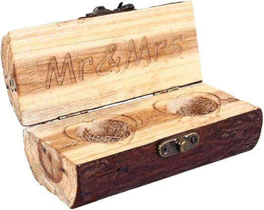 Vosarea - Caja de madera para anillos de boda o boda: Amazon.es: Hogar