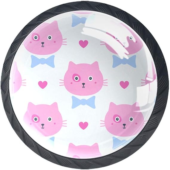 Tirador Para Baño Cabeza de gato rosa de dibujos animados Pomos y