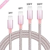 Sngg Phone Charger,4Pack 3FT 6FT 10FT 10FT Extra Long Nylon Braided Cord Charging Cable to USB Syncing Data for Phone X/8/8Plus/7/7Plus/6/6Plus/6s/6sPlus/5/5s/5c/SE and More
