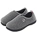 Women's Comfort Polar Fleece Slip on Slippers Color Block Memory Foam House Loafers Shoes w/ Indoor, Outdoor Sole Gray Medium