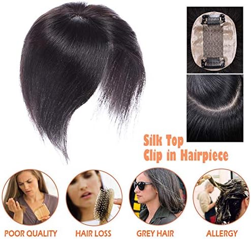 Silk Base Top Hairpiece Human Hair Clip in Topper for Women Hand-made Toupeer Thinning Hair Blonde Black Brown 6-20 inch