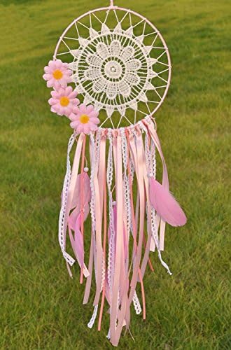 Bohemian Style Dream Catcher with Feathers Hanging (Pink)