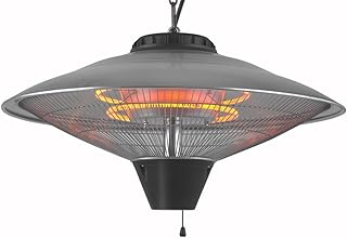 Eurom Partyzelt-Heizstrahler 2100 für Innenräume schwarz 2.100 W – elektrischer Heizstrahler (Carbonfaser, IP24, für Innenräume, Decke, Schwarz, Metall)