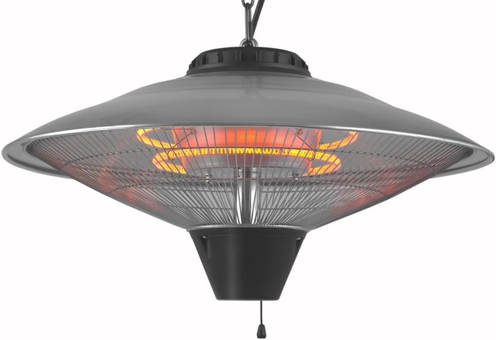 Eurom Partyzelt-Heizstrahler 2100 für Innenräume schwarz 2.100 W – elektrischer Heizstrahler (Carbonfaser, IP24, für Innenräume, Decke, Schwarz, Metall)