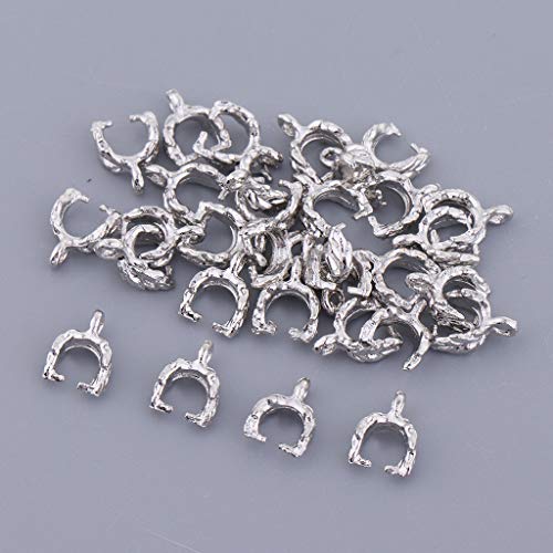 perfektchoice 30 Pack Metal Pinch Clip Bail Clasp Dangle Charm Bead Pendant Connector Findings for Jewelry Making Necklace Chain, DIY Dangle Hair Chopsticks - White K, 1cm