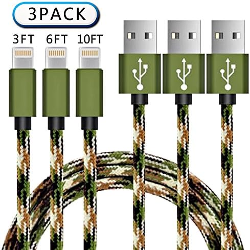 Lightning Cable,GVLEW 3PACK 3FT 6FT 10FT iPhone Cable Lightning to USB Cord Nylon Braided Charging Cord iPhone Charger for iPhone X/8 Plus/8/7/7 Plus/6s/6s Plus/6/6 Plus and more