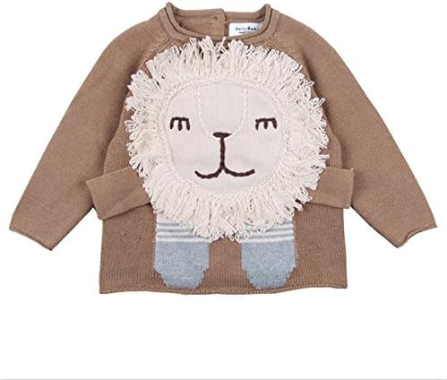 Amazon Yo Baby 子供 ボーイ ガール 可愛い 手作り 動物 ライオン 漫画 イラスト セーター 細工 丸首 ベビー ニットセーター キッズ着 児童 春秋 お出かけ 通学 幼稚園 入学式 カジュアル ウトドア セーター 通販