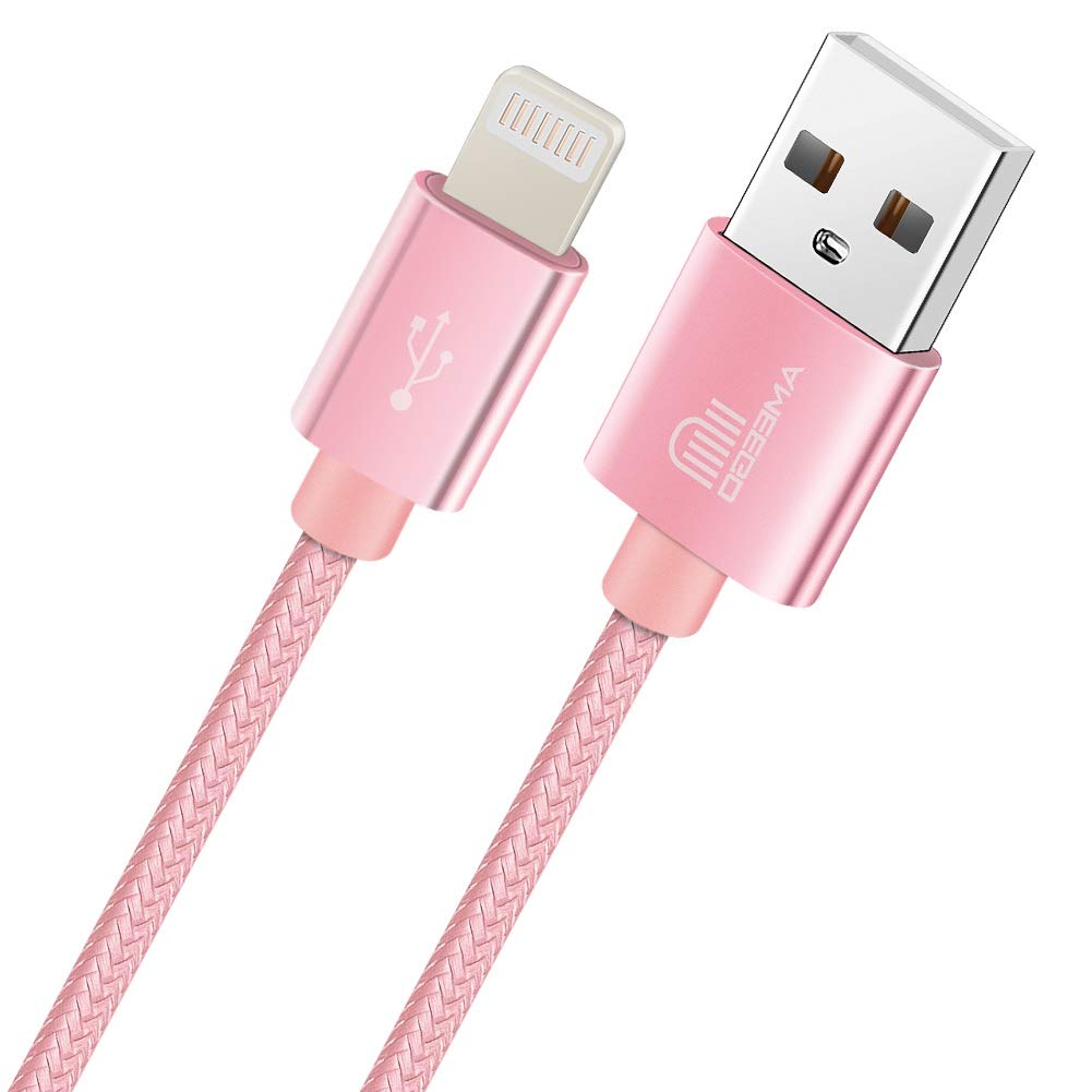 TheMax® Bright Pink 2M Braided Cable USB Charger Cable Lead Compatible