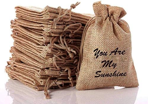 OMzgxGOD - 10 Pcs Linen Burlap Bag, you are my sunshine Mini lightweight Gift Bags Breathable Pouches with Drawstring Packing Storage Jute Sacks