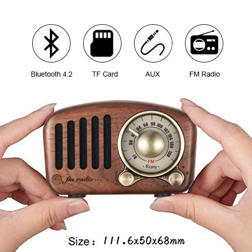 Vintage Radio Retro Bluetooth Speaker - Walnut Wooden FM Radio with Classic Style, Strong Bass Enhancement, Loud Volume, Supports Bluetooth 4.2 AUX TF Card MP3 Player