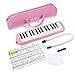 Piano 32 Key Melodica Musical Instrument for Music Lovers Beginners Gift with Carrying Bag Piano Sticker and Cleaning Cloth (Pink)