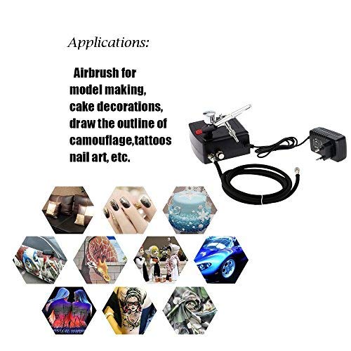 Gocheer 100-250V Profi Double Action Schwerkraft Airbrush Pistolen Set mit Mini Kompressor Airbrush Halter für Kunst Tattoo Nail Art Make-up Handwerk Kuchen Spray Modellierung Werkzeug