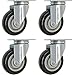 Online Best Service 4 Pack Caster Wheels Swivel Plate Casters On Black Polyurethane Wheels (4 inch Plate)