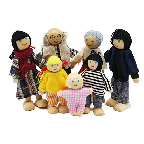 Wagoog Puppenhaus Puppenfamilie, Puppen für Puppenhaus Familie Zubehör Kinderspielzeug