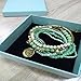 LOVFASHION Multilayer Bohemian Green Beaded Bracelet Crystal Pendant Charm Stretch Beach Stack Bangle Bracelet Set 7 Colors for Women Jewelry
