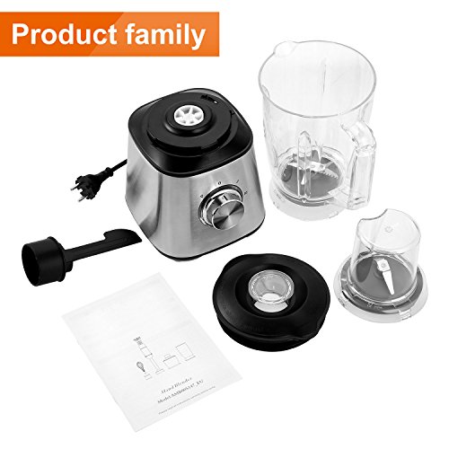800W Plastic jar Smoothie Blender, Kitchen System 1.8L Brushed Stainless Steel Pro Fruit Mixer Food Processor BPA-Free-Two Speed Control with Safety Lock Device-Black
