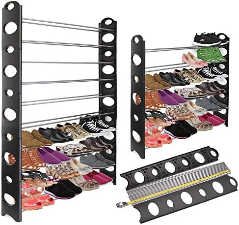 GHP Stainless Steel 10 Tier 50 Pairs Shoe Tower Rack Organizer