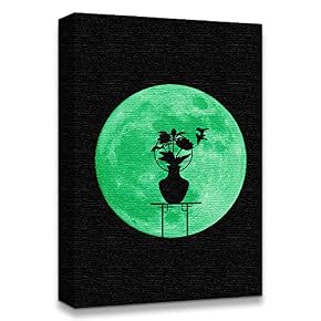 Abstract Green Moon with Pop up Black Pattern...