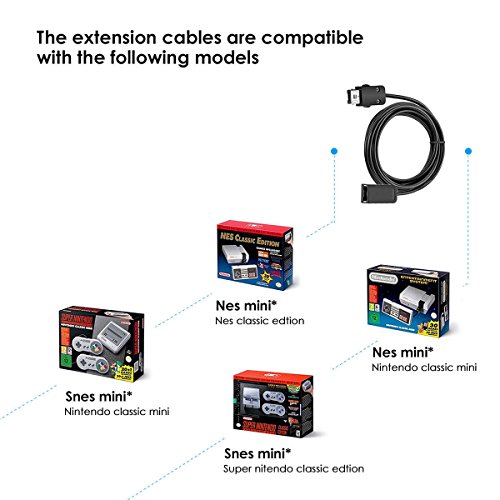 Extension Cable Cord 2PCs 10FT for Nintendo SNES&NES Mini Classic Controller,Also Compatible with Some Wii and Wii U Wired Controller.