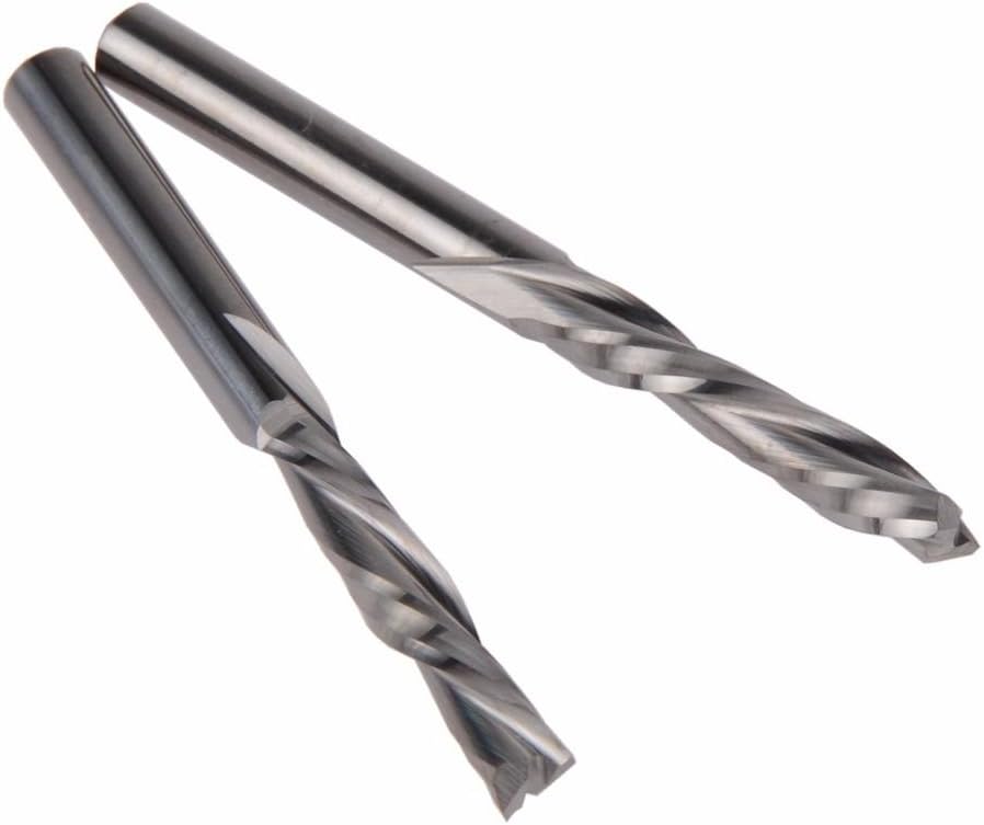 EU_HOZLY 3.175mmX17mm Left Handed 2 Spiral Flute Bits Down Cut Carbide Endmill Cutter Pack of 5 - Image 4