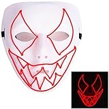 Ansee Frightening Luminous EL Wire Led Mask Halloween Light Up Cosplay Mask Costume Masks for Halloween Show Festival Party Red