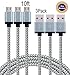 Jricoo Nylon Braided 2.0 Micro USB Charging Cable, 10 Feet, 3 Pack, Gray
