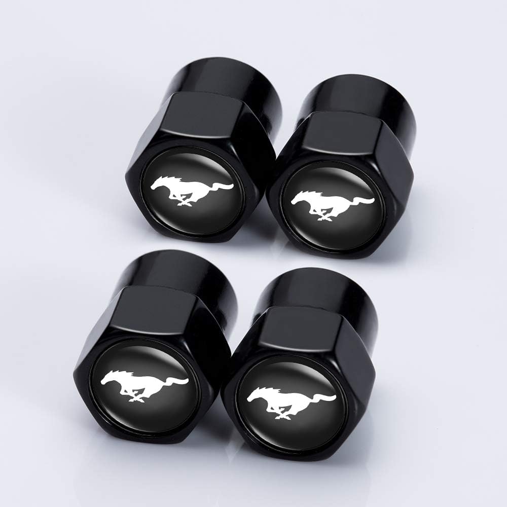 Kaolele 4 Pcs Metal Car Wheel Tire Valve Stem Caps for Ford Mustang Car Model Series Styling Decoration Accessories