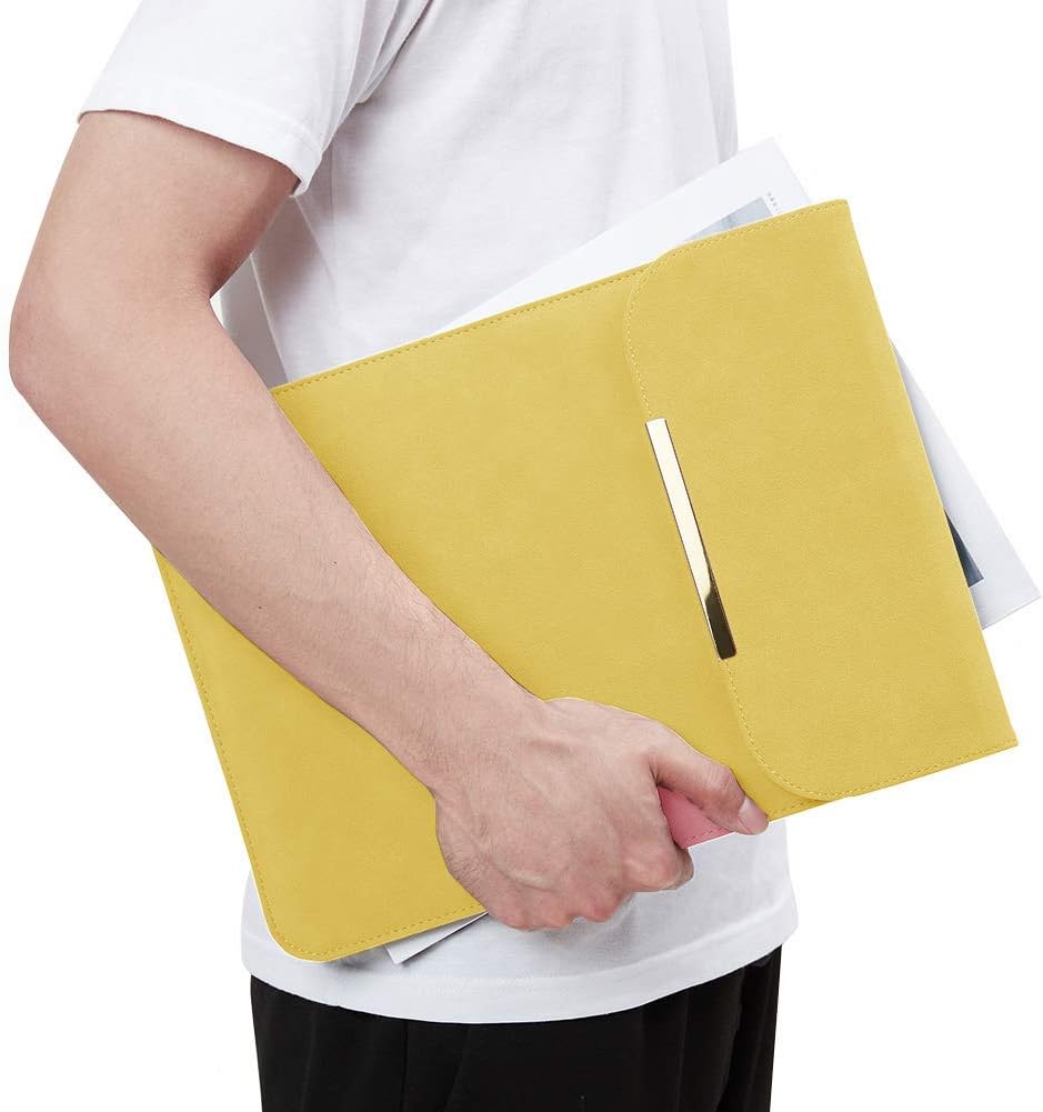 KALIDI 13.3 inch Laptop Sleeve Case Faux Suede Leather for MacBook Air Pro Retina 2016-2020, for 13"-13.5" Surface Pro 5 6 7 with Pouch (for 13.3 inches MacBook/Pro/Air, Yellow): Computers & Accessories
